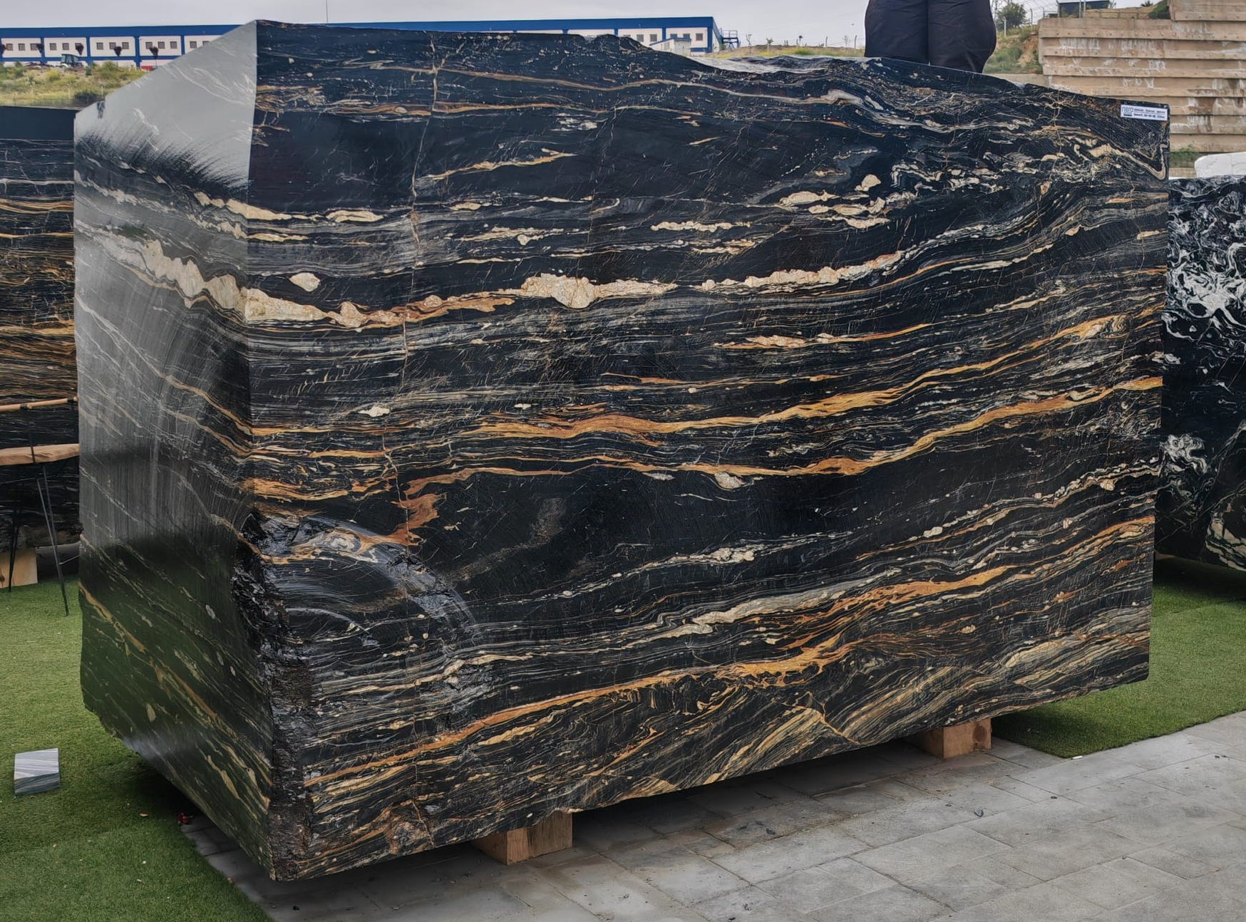 Picasso Gold marble: artistic grey veining with gold accents — each slab is a unique artwork
